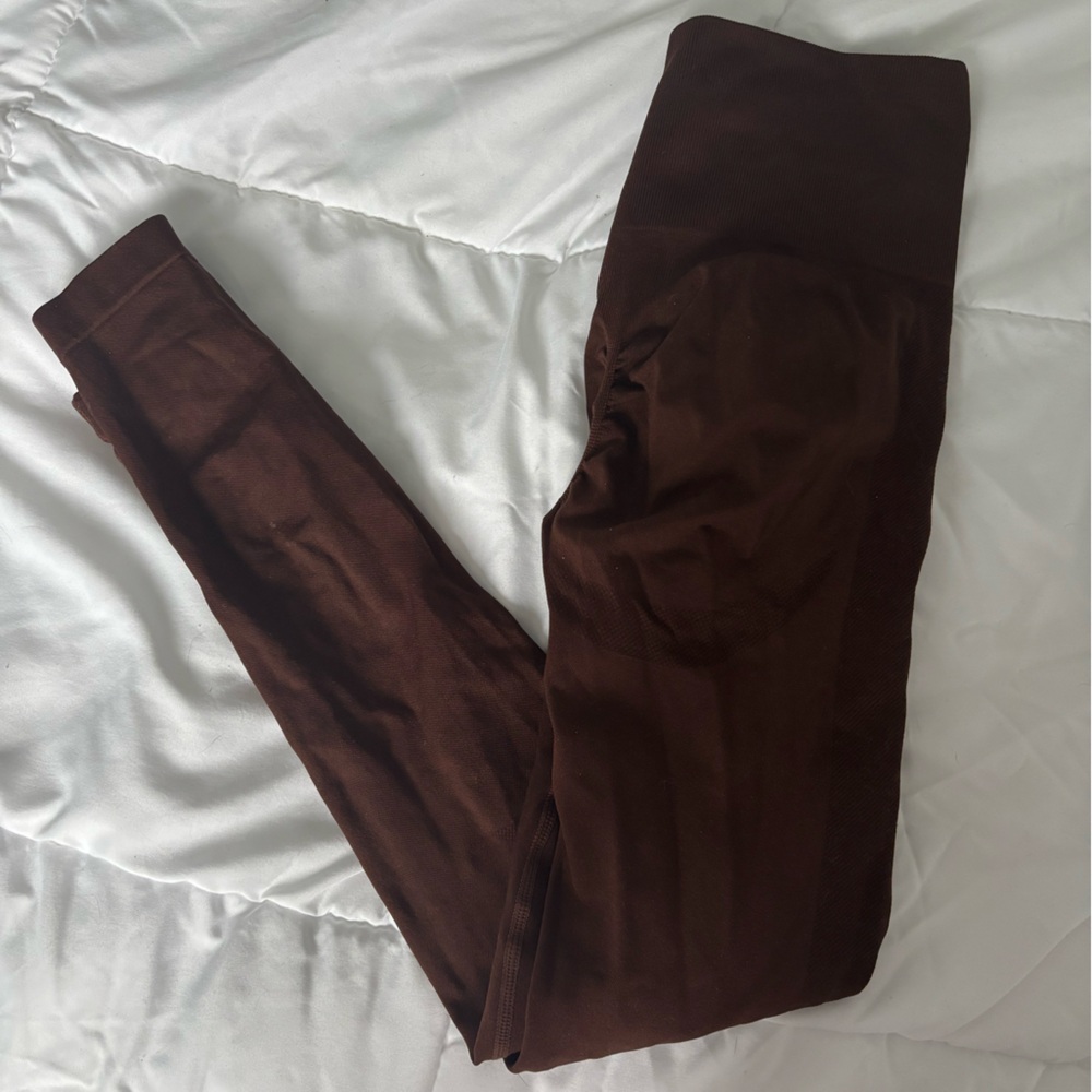 Brown soft scrunch bum leggings